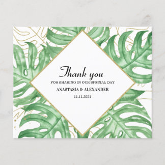 Budget Elegant Tropical Wedding Dankeschön Karte. Flyer