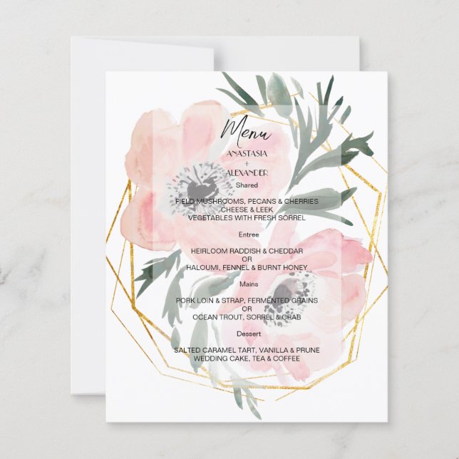 Budget Elegant WEDDING MENU. MENU (Vorderseite)