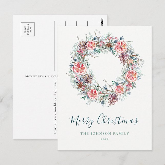 Budget Elegant Winter Grüne Weihnachten Postkarte (Vorne/Hinten)