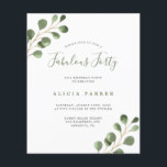 Budget elegante 40 Jahre Geburtstagsfeier Flyer<br><div class="desc">Rustikale, moderne, einzigartige Aquarell Eukalyptus Grünpflanzen Fantastische 40 Geburtstagsparty BUDGET erschwingliche Einladung FLYER. BITTE LESEN SIE DIES VOR DEM KAUF! Dies ist eine preisgünstige Karte, die auf einem FLYER gedruckt wird. Bitte beachten Sie, dass das BUDGET PAPER DÜNN ist - Sie können diese Karte aktualisieren, um sie auf dem Cardstock...</div>
