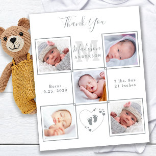 Budget Elegante 5 Foto New Baby Danke Karte