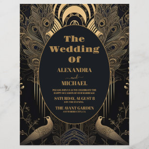 Budget Elegante Art-Déco-Hochzeit Flyer