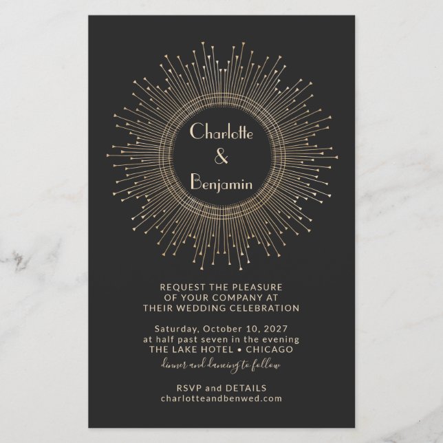 Budget Elegante Black Gold Sternexplosion Hochzeit (Vorderseite)