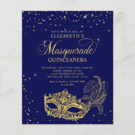 BUDGET Elegante Blue Gold Masquerade Quinceañera