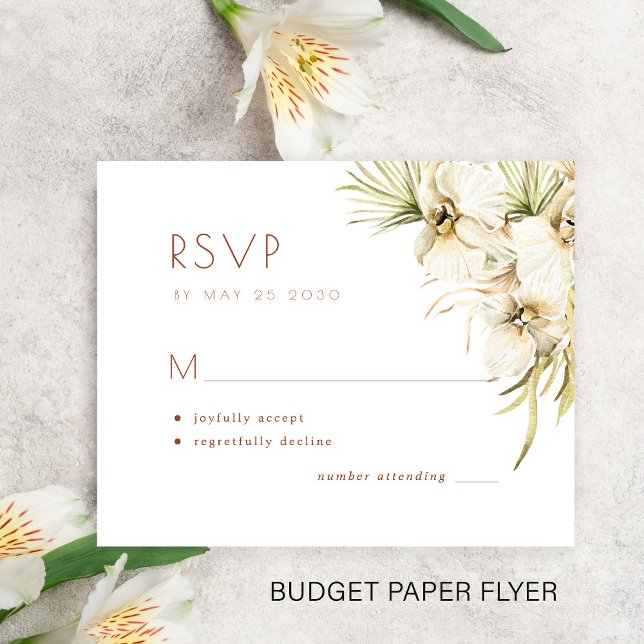 Budget elegante Blumenpampas Hochzeit RSVP Flyer (Von Creator hochgeladen)