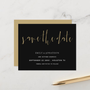Budget Elegante Calligrafy Gold Black Rett Date