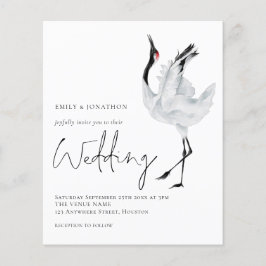 Budget Elegante Crane Hochzeit Einladung