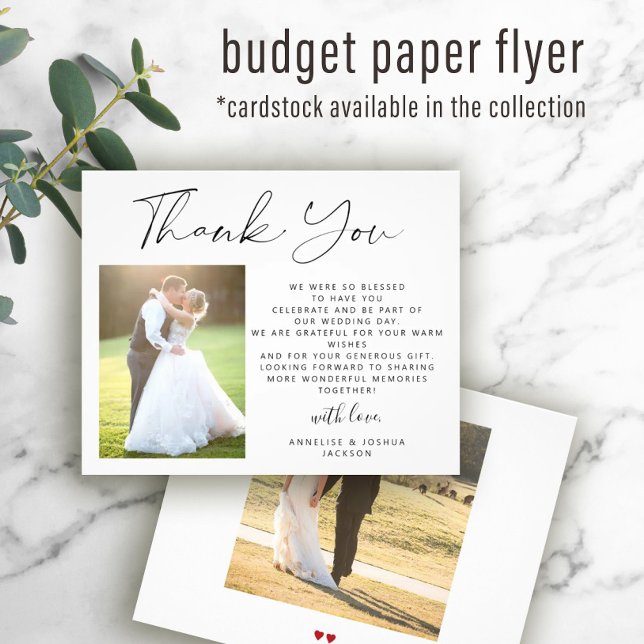 Budget elegante Drehbuch Foto Hochzeit danke Flyer (Von Creator hochgeladen)