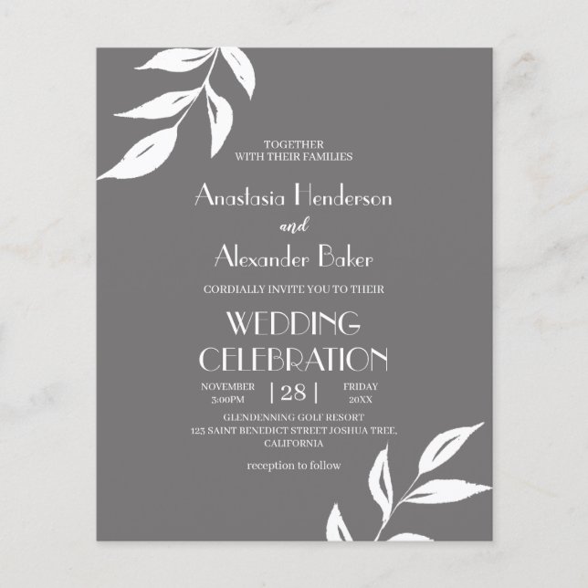 Budget Elegante Einladung zur Hochzeit. Flyer (Vorne)