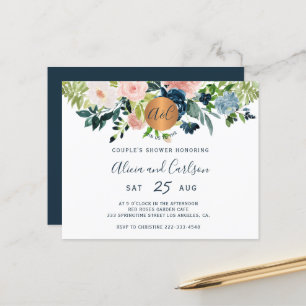 Budget-elegante Floral-Hochzeitseinladung für Paar