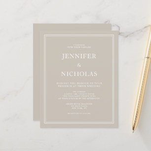 Budget Elegante Formal Taupe Beige Hochzeit Einlad