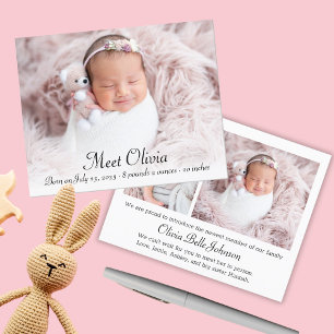 Budget-Elegante Foto-Geburtsanzeige für Baby Mädch Flyer