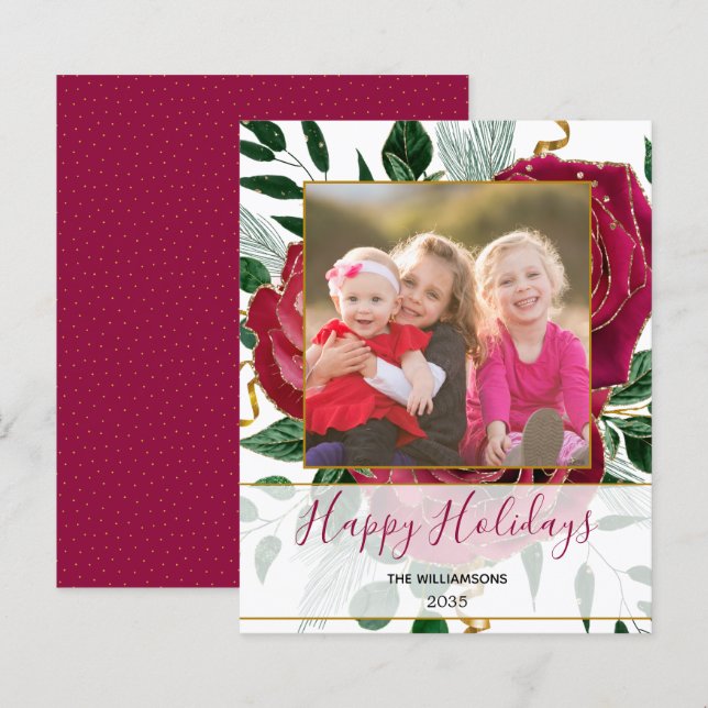 Budget Elegante Glam Rote Rosen Glitzer Holiday Ca (Vorne/Hinten)