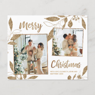 Budget Elegante Gold Blätter 2 Foto Weihnachtskart