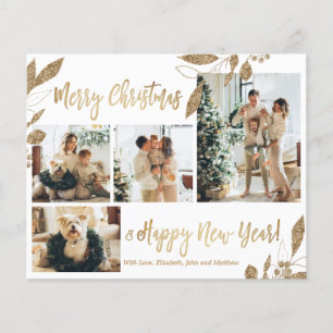 Budget Elegante Gold Foliage Foto Weihnachtskarte