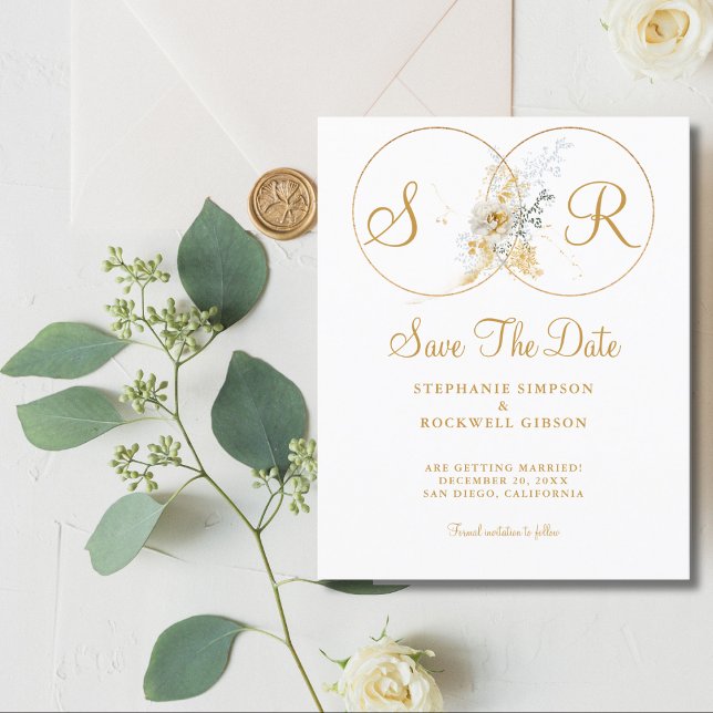 Budget Elegante Gold Monogram Wedding Flyer (Von Creator hochgeladen)