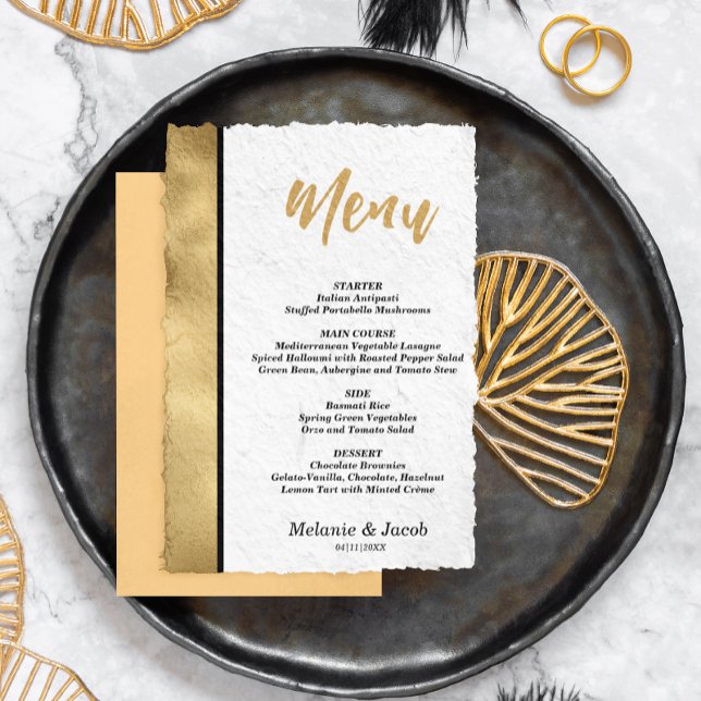 Budget Elegante Gold Scripture Flat Menu Card (Von Creator hochgeladen)