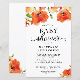 Budget Elegante Golden Poppy Baby Dusche Einladung