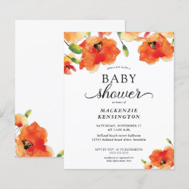 Budget Elegante Golden Poppy Baby Dusche Einladung