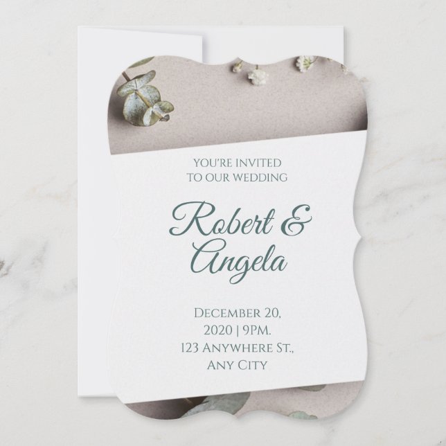 Budget Elegante Hochzeitseinladung Einladung (Vorderseite)