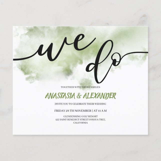 Budget/Elegante Hochzeitseinladung. Einladung Flyer (Vorne)