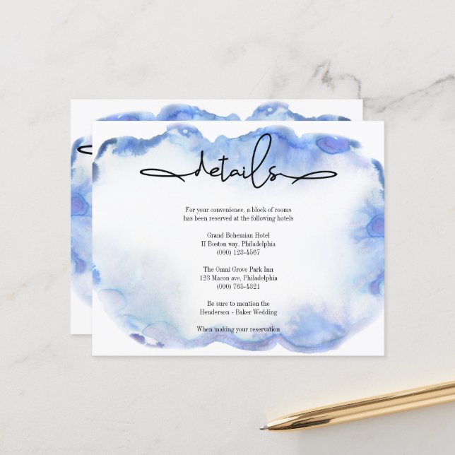 Budget/Elegante Hochzeitskarte. Einladung (Vorderseite/Rückseite Beispiel)
