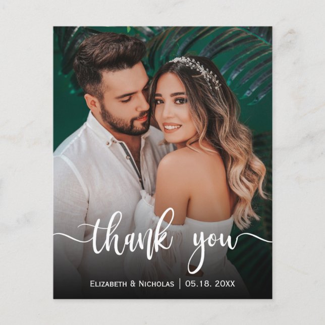 Budget Elegante Kalligraphie Foto Hochzeit Vielen  (Vorderseite)