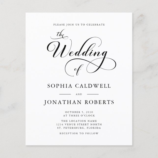 Budget Elegante Kalligraphie QR Code Hochzeit Einl (Vorderseite)