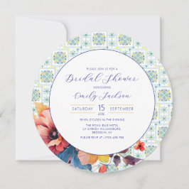 Budget Elegante mexikanische Tiles Floral Blue