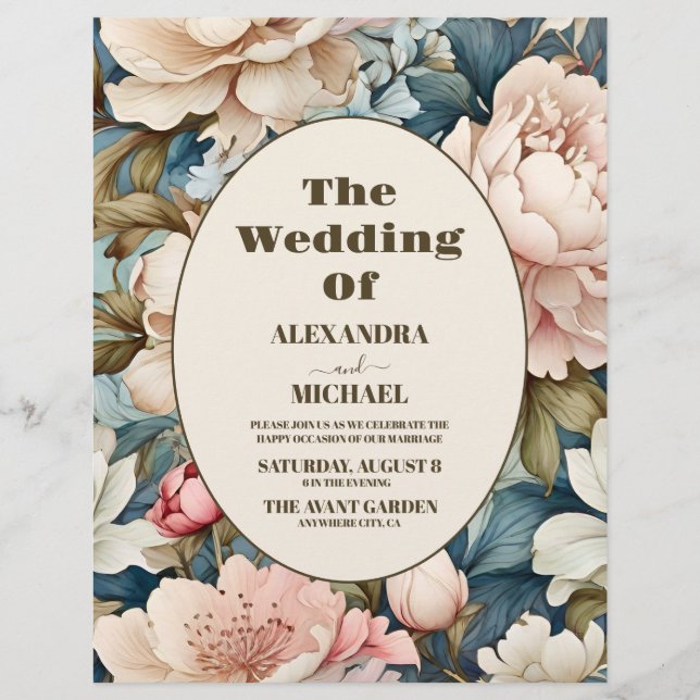 Budget Elegante rosa Blumenhochzeit Flyer (Vorne)