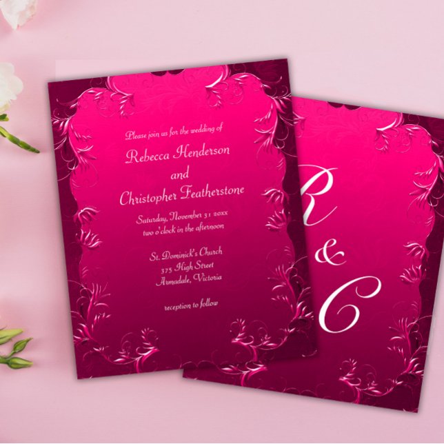 Budget Elegante: Rosa klassische Hochzeitseinladun Flyer (Von Creator hochgeladen)