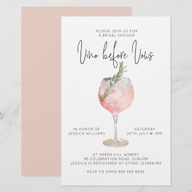 Budget Elegante Rosa Vino vor Vows Brautparty (Vorne/Hinten)