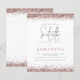 Budget Elegante Rose Gold Glitzer 60. Party Einlad