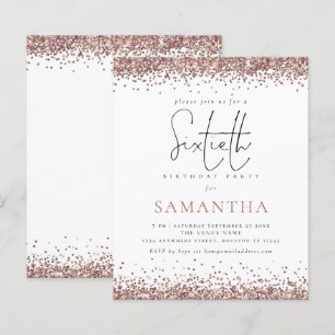 Budget Elegante Rose Gold Glitzer 60. Party Einlad