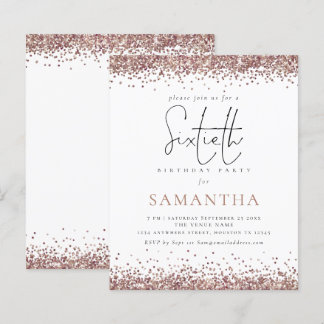 Budget Elegante Rose Gold Glitzer 60. Party Einlad