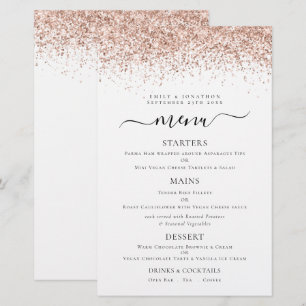 Budget Elegante Rose Gold Glitzer Hochzeitsmenü