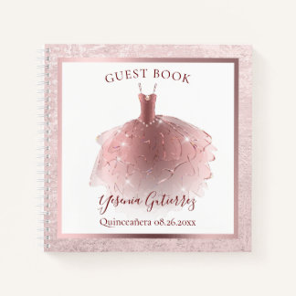 Budget Elegante Rose Gold Quinceñera Dress Gast Notizbuch