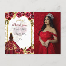 Budget Elegante Rote Flora Foto Quinceañera