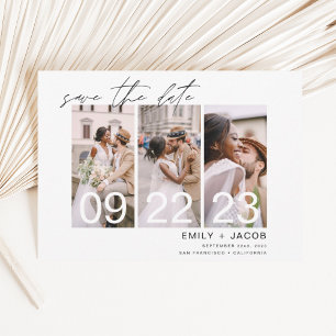 Budget-Elegante Save-the-Date-Einladungen mit 3 Fo Flyer