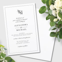 Budget Elegante Schwarz-weiße Hochzeitseinladung