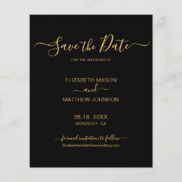 Budget Elegante Script Black and Gold Save the Dat Flyer
