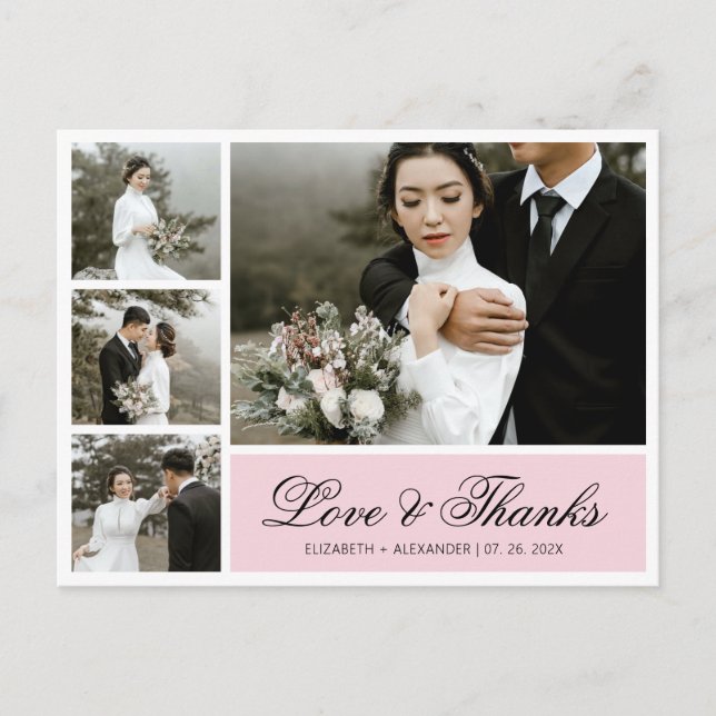 Budget Elegante Script Hochzeit Vielen Dank Postca Postkarte (Vorderseite)