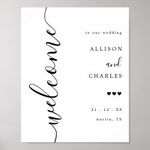 Budget Elegante Script Wedding Willkommenszeichen Poster