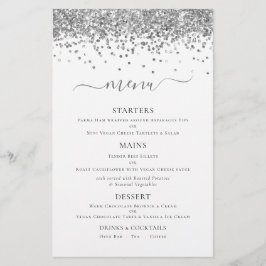 Budget Elegante Silver Glitzer Wedding Menu