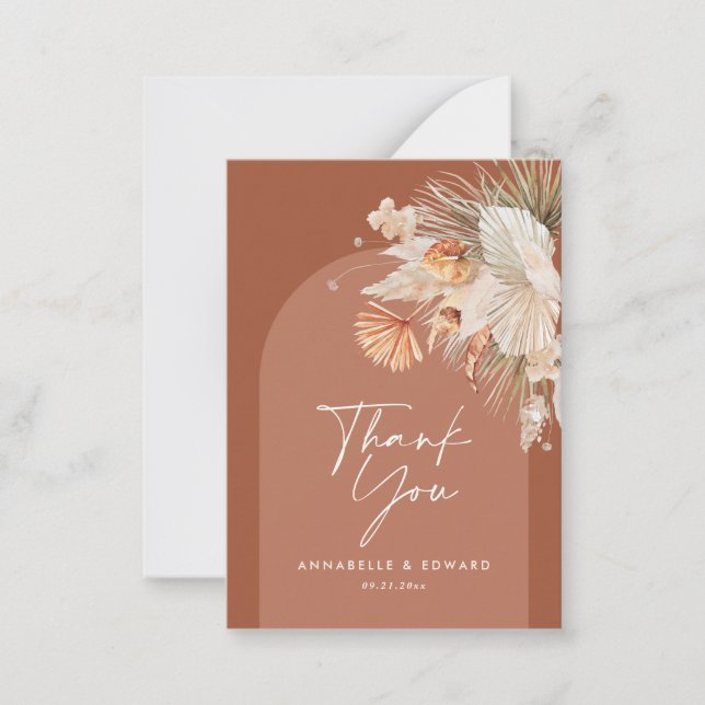 Budget elegante Terracotta Hochzeit danke Mitteilungskarte (Vorderseite)