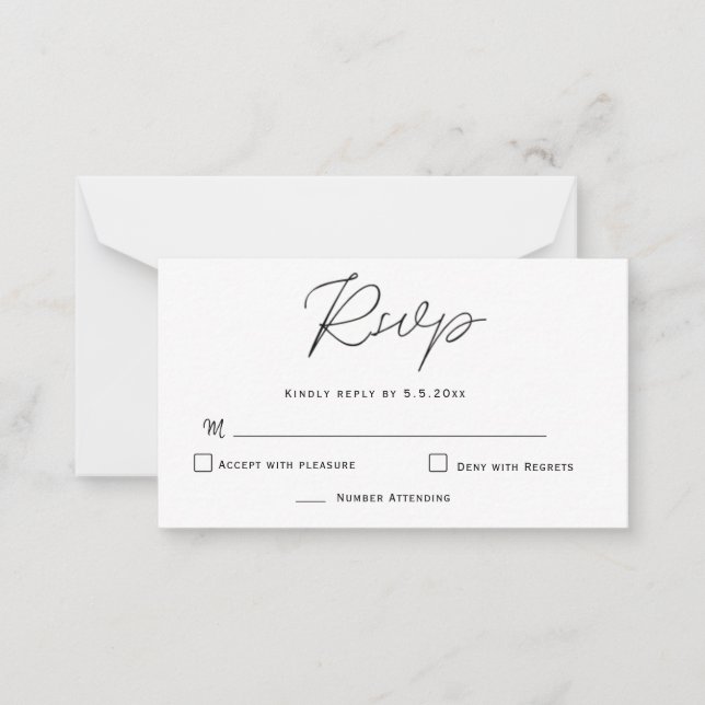 Budget Elegante Typografie Wedding RSVP Cards Mitteilungskarte (Vorderseite)