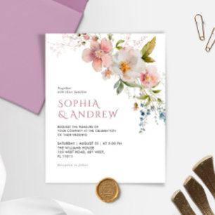 Budget Elegante Wildblumen Hochzeit Einladung