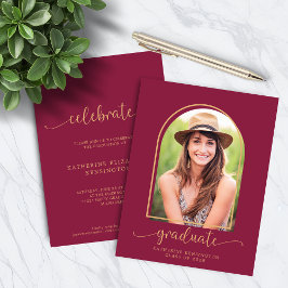 Budget Eleganter Burgundy Gold Arch Foto Abschluss