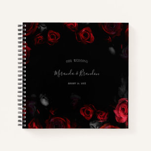 Budget Eleganter Red Black Floral Hochzeitsplaner Notizbuch