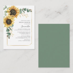 Budget Elegantes Eukalyptus Sonnenblumen-Brautpart Mitteilungskarte